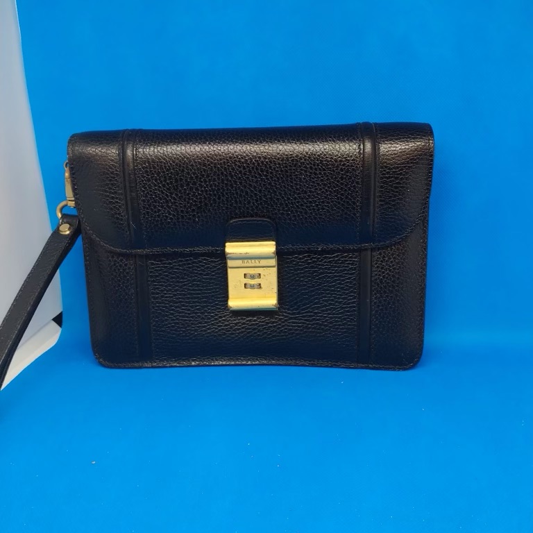 Bally Black Attach Briefcase Pebbled Leat